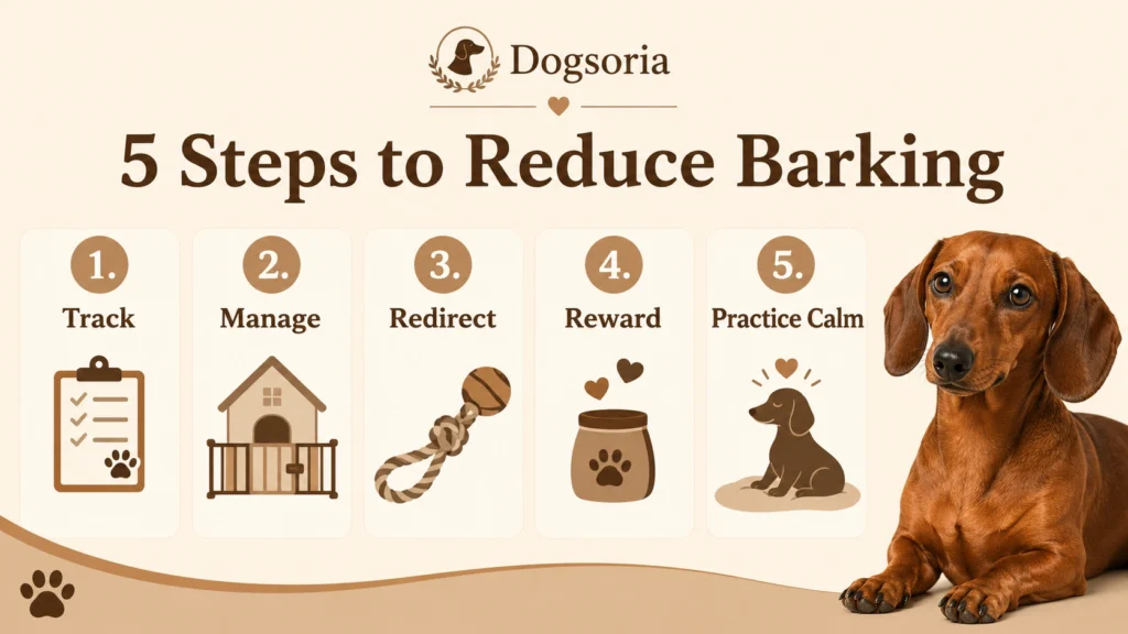 Five-step training plan to reduce excessive Dachshund barking