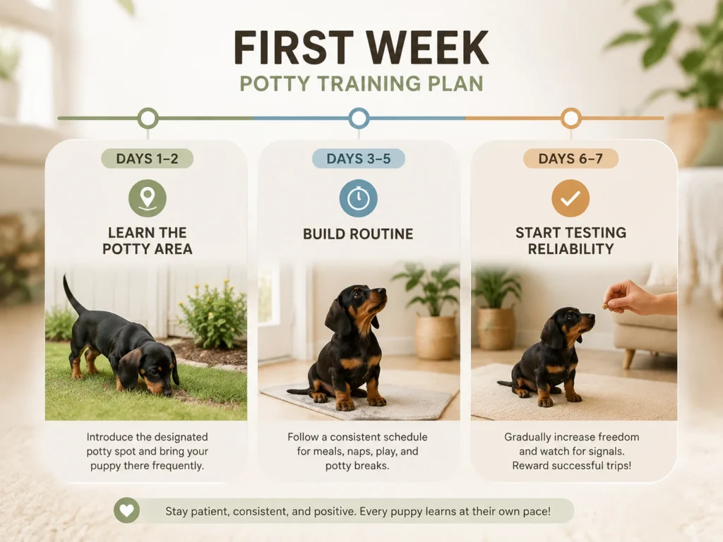 First Week Potty Training Plan First week potty training plan for a Dachshund puppy