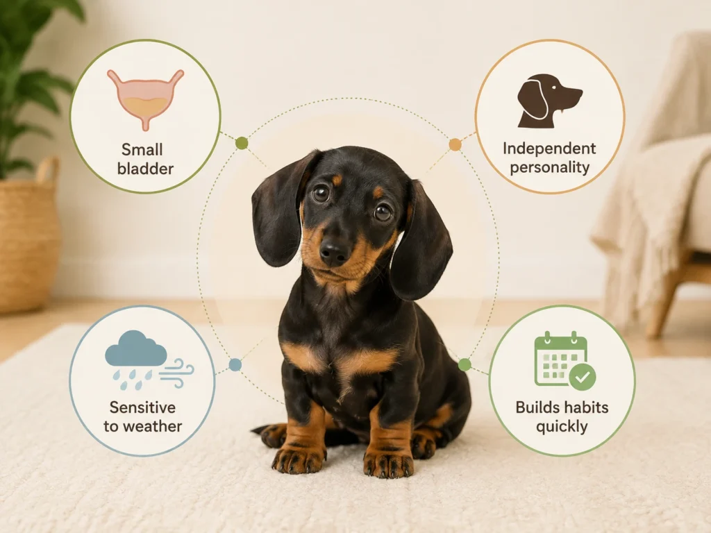 Why Dachshunds Can Be Hard To Potty Train Why Dachshunds can be harder to potty train infographic