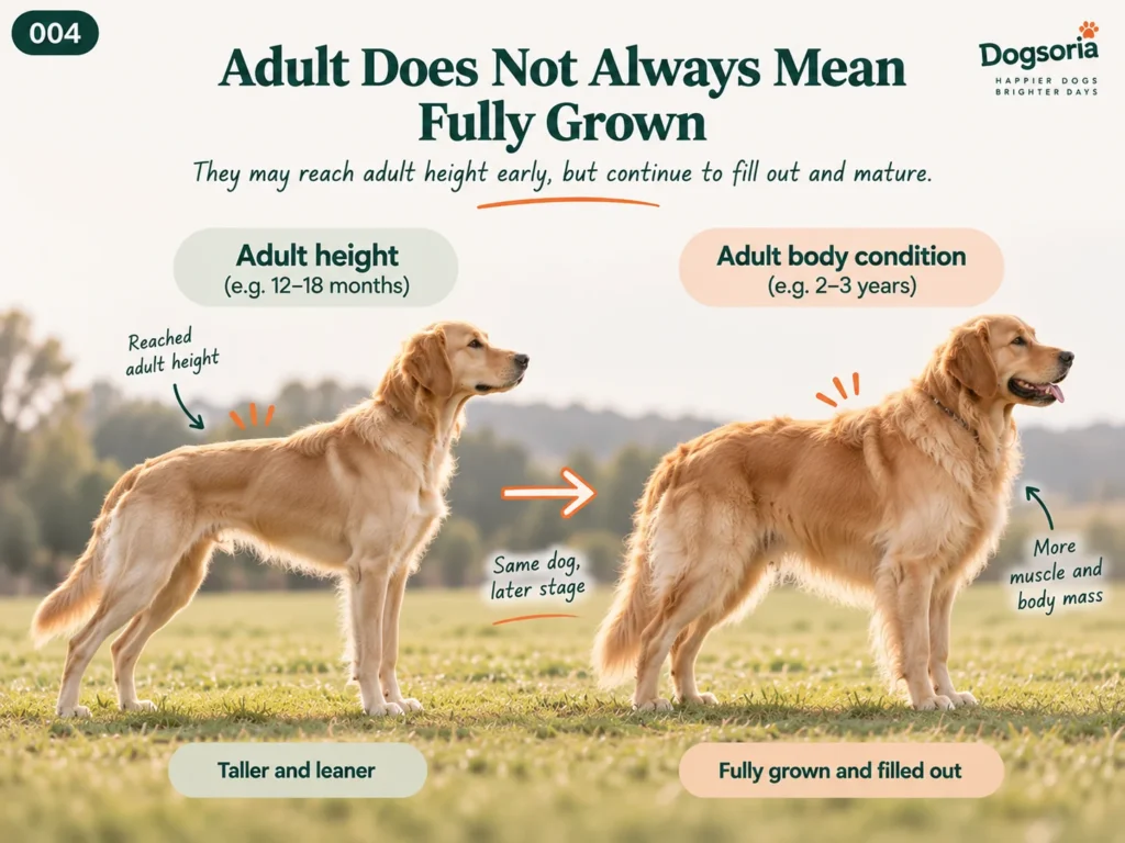 Adult Dog vs Fully Grown Dog Young large dog comparing adult height with a more physically mature adult body