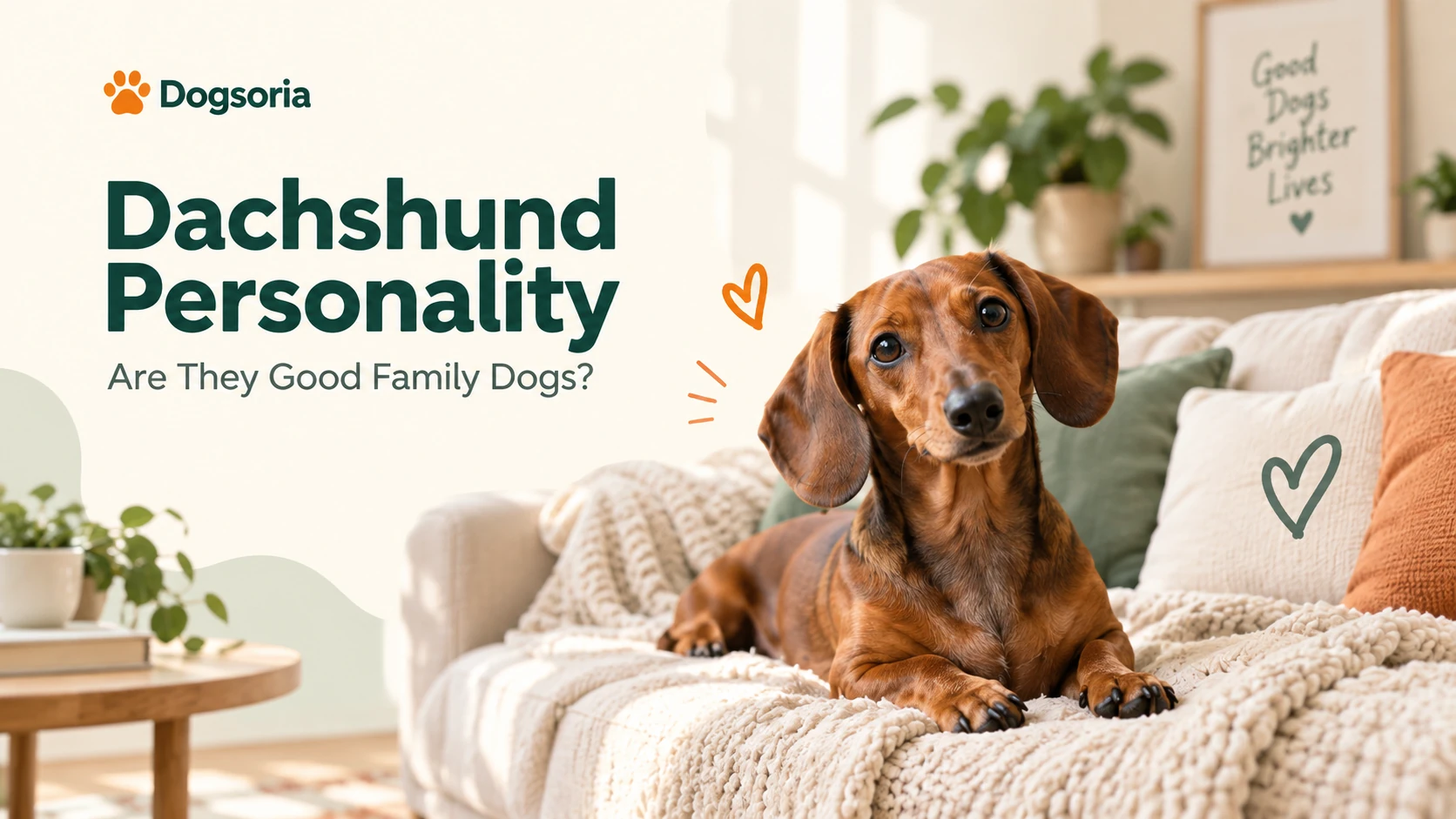 Happy Dachshund in a warm family living room