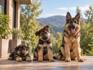 German Shepherd puppy development from young puppy to adult dog