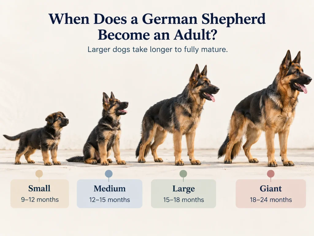 German Shepherd growth from puppy through adolescence to physical maturity